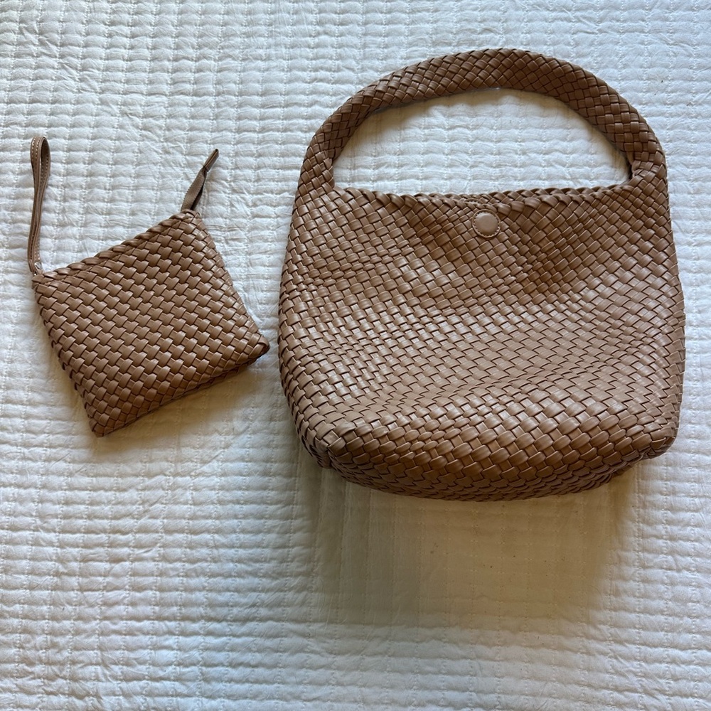 Rachel Zoe Tan Woven Shoulder Bag Set